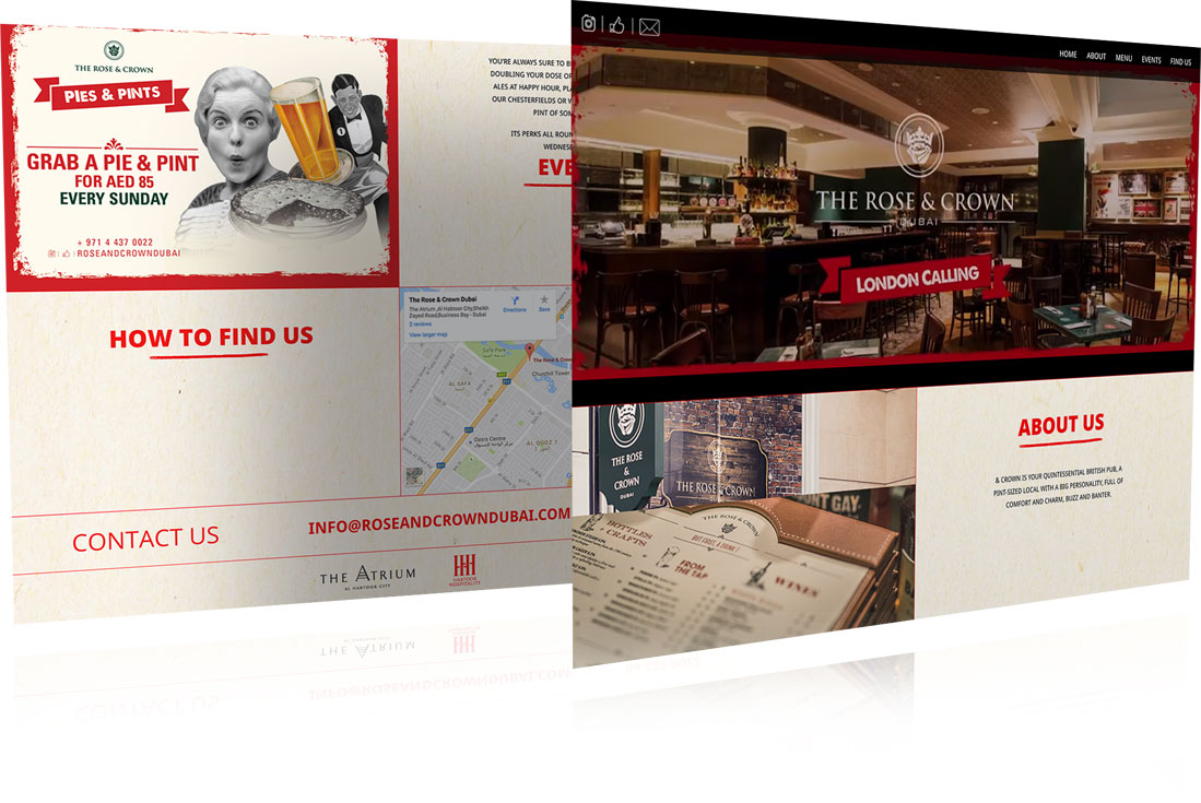 Rose & Crown Dubai Responsive Website Landing Pages