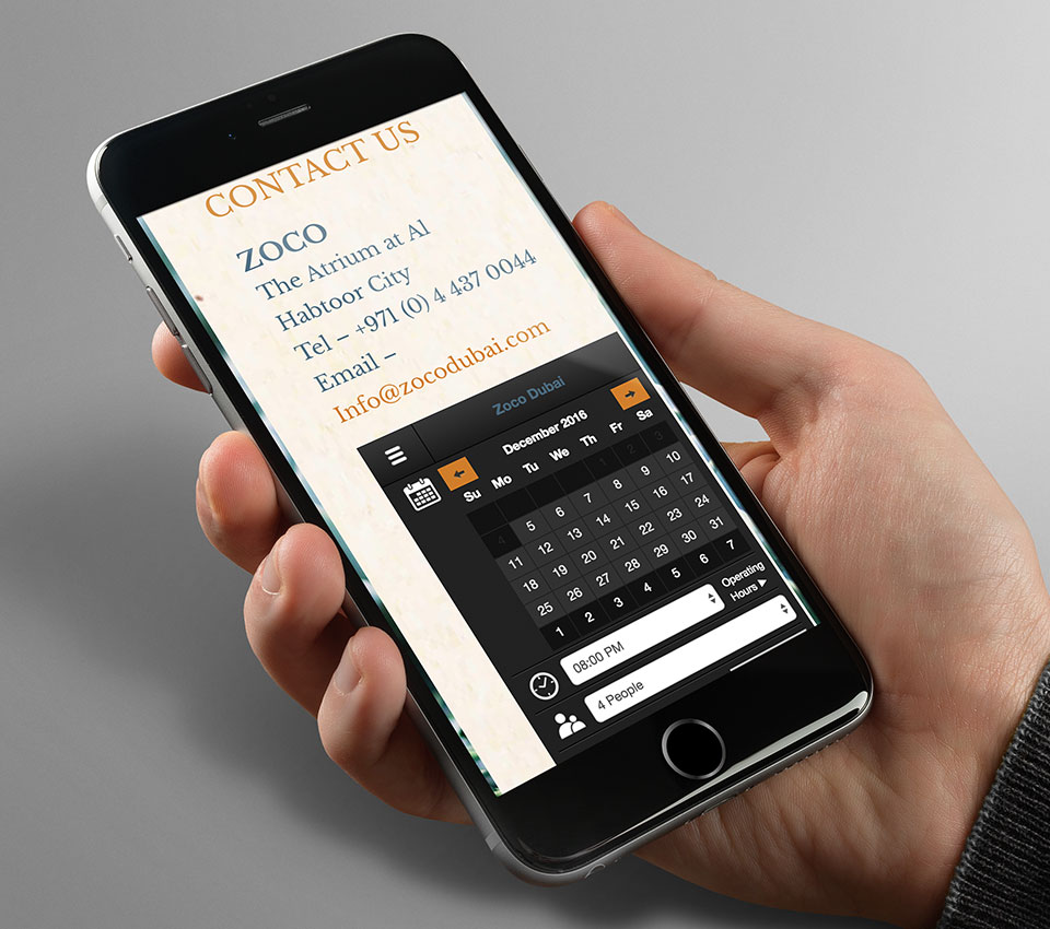 Zoco Lounge Website Mobile View