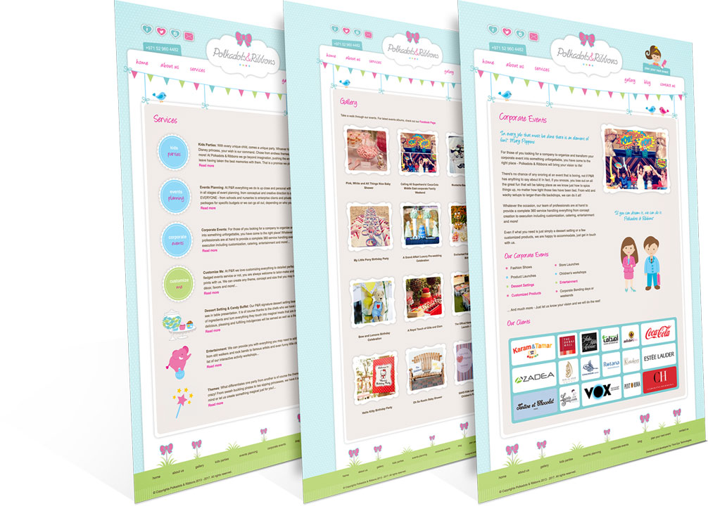 Polkadots and Ribbons Website Landing Pages