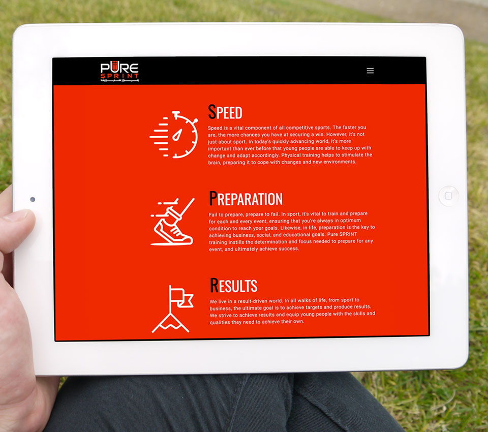 Pure SPRINT Website iPAD View