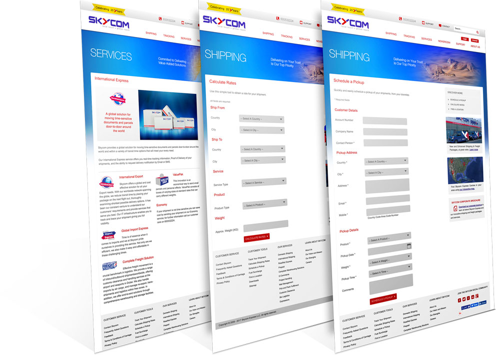 Skycom Express Corporate Website Landing Pages